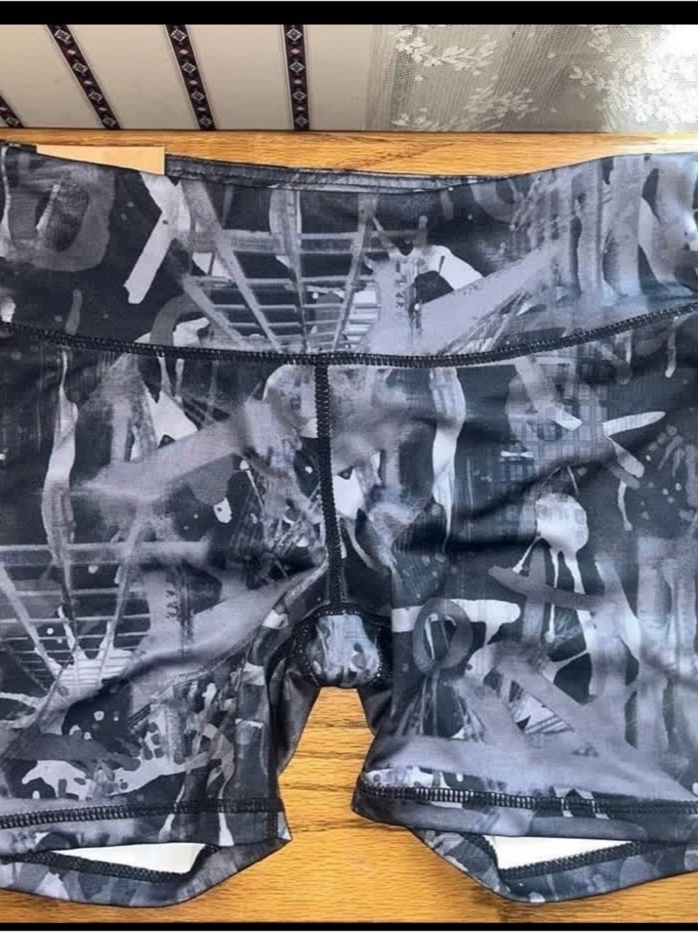 Black and gray workout shorts